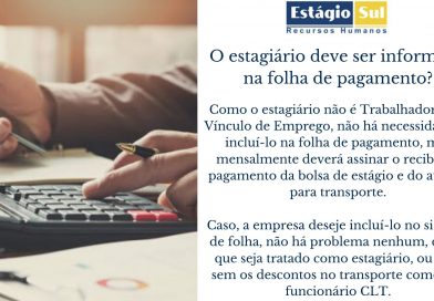 O estagiário deve ser informado na folha de pagamento?